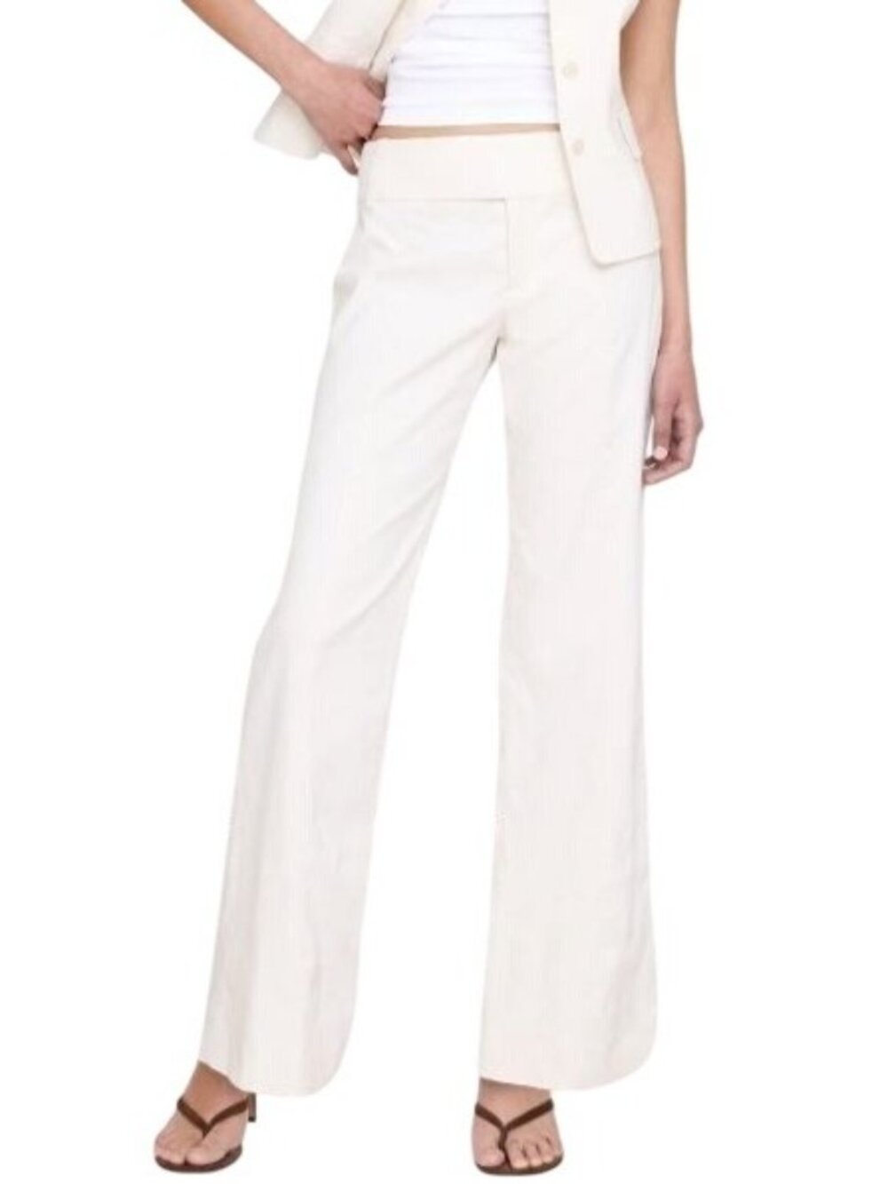 Banana Republic Stretch Cotton-Linen Blend Straight Leg Pants Women's Size 2 - Picture 1 of 11